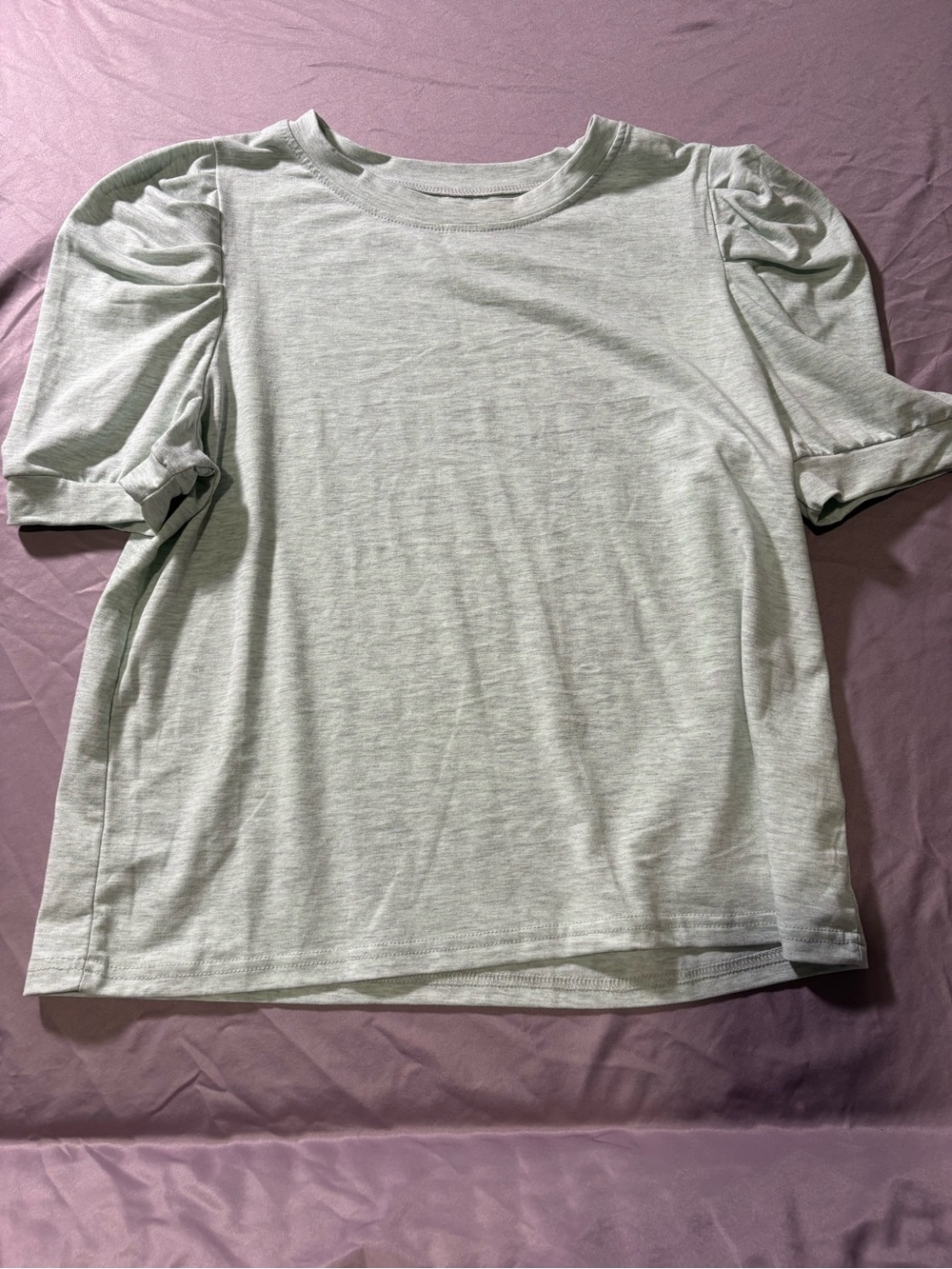 SHEIN Light Gray Puff Sleeve Crewneck Tee